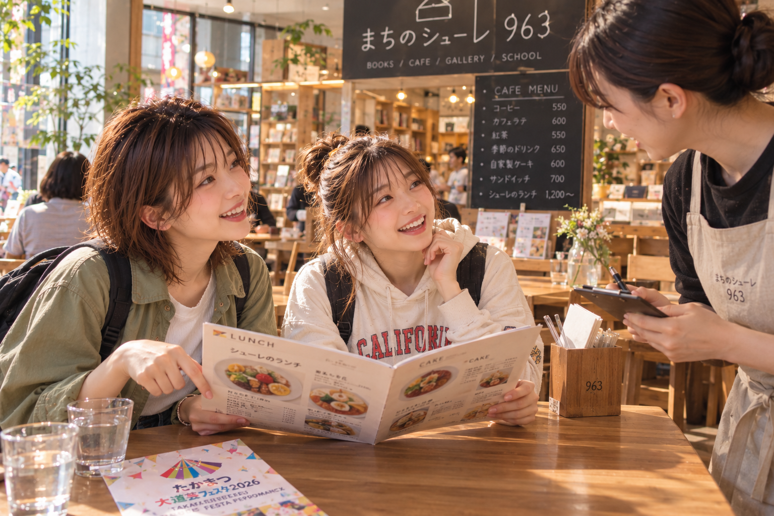 カフェで注文している二人