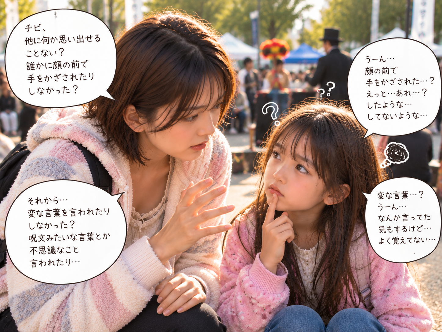 チビが前日の記憶を思い出している場面