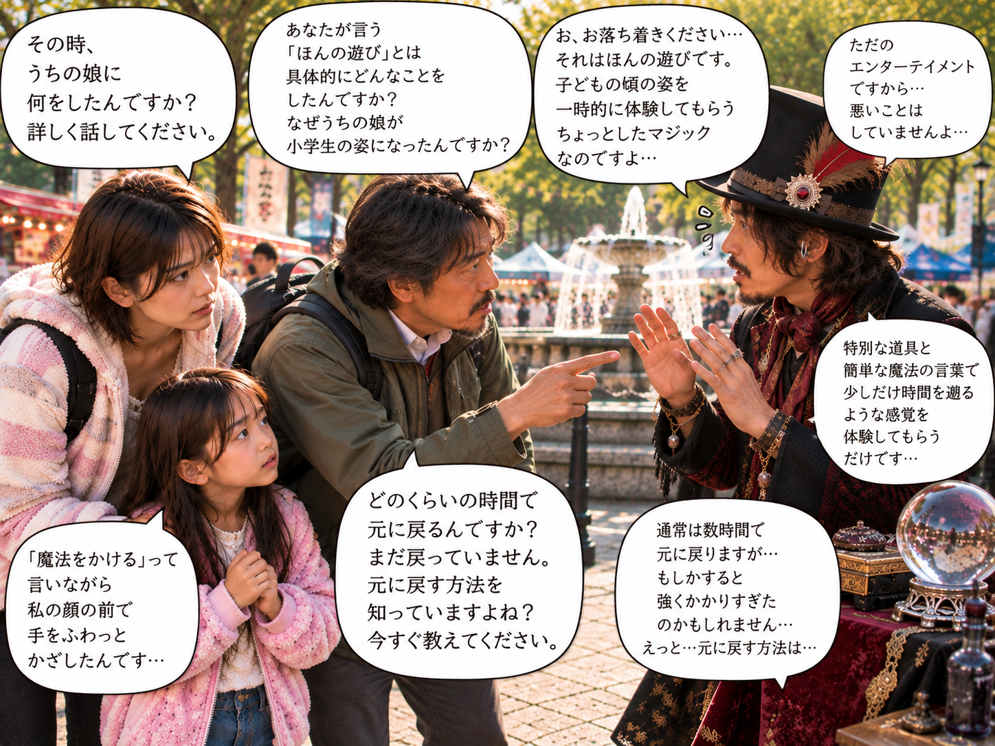 マジシャンとの会話が始まった場面