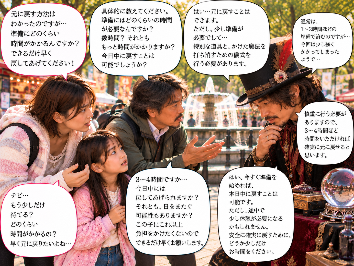 解除の準備に必要な時間を確認している場面