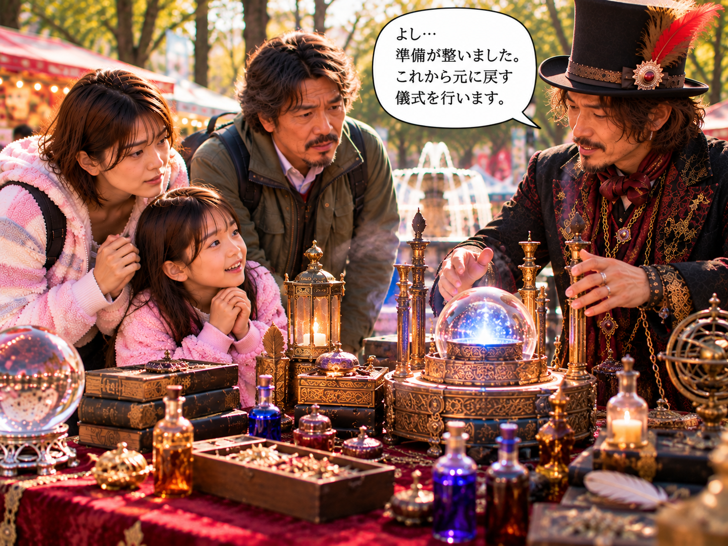 3時間後、魔法解除の準備が完了した場面