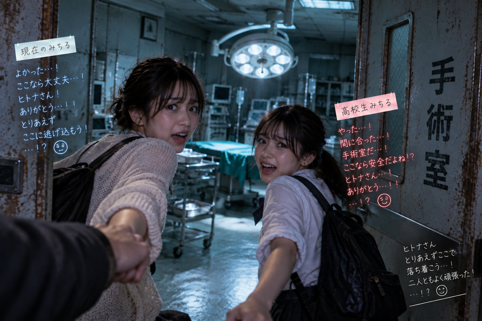二人のみちるが手術室へ逃げ込んだところ