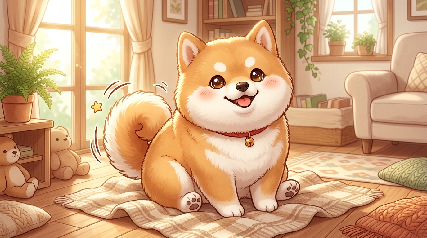 まんまる柴犬こむぎ、しっぽで語る毎日