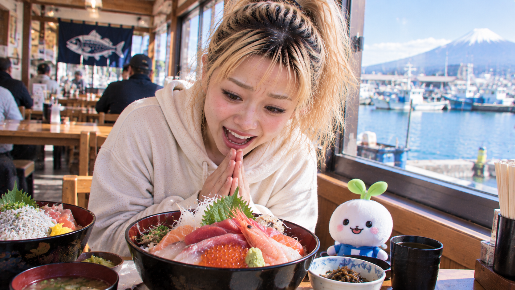 海鮮のお店に到着したエリカ
