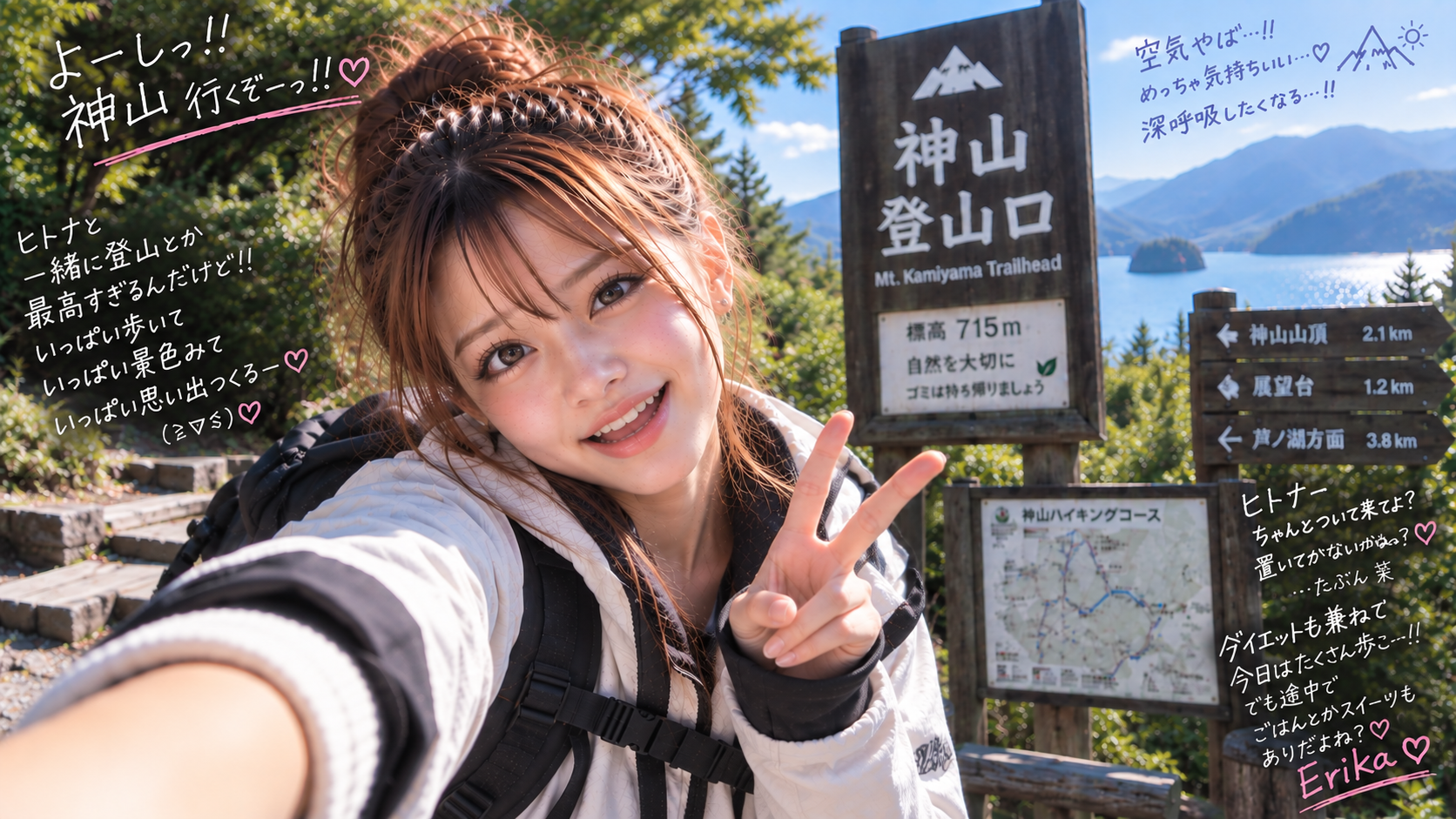 神山の登山口に召喚されたエリカ