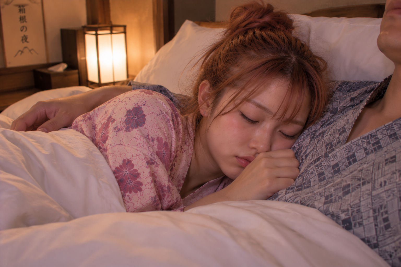 ヒトナのそばで安心して眠るエリカ