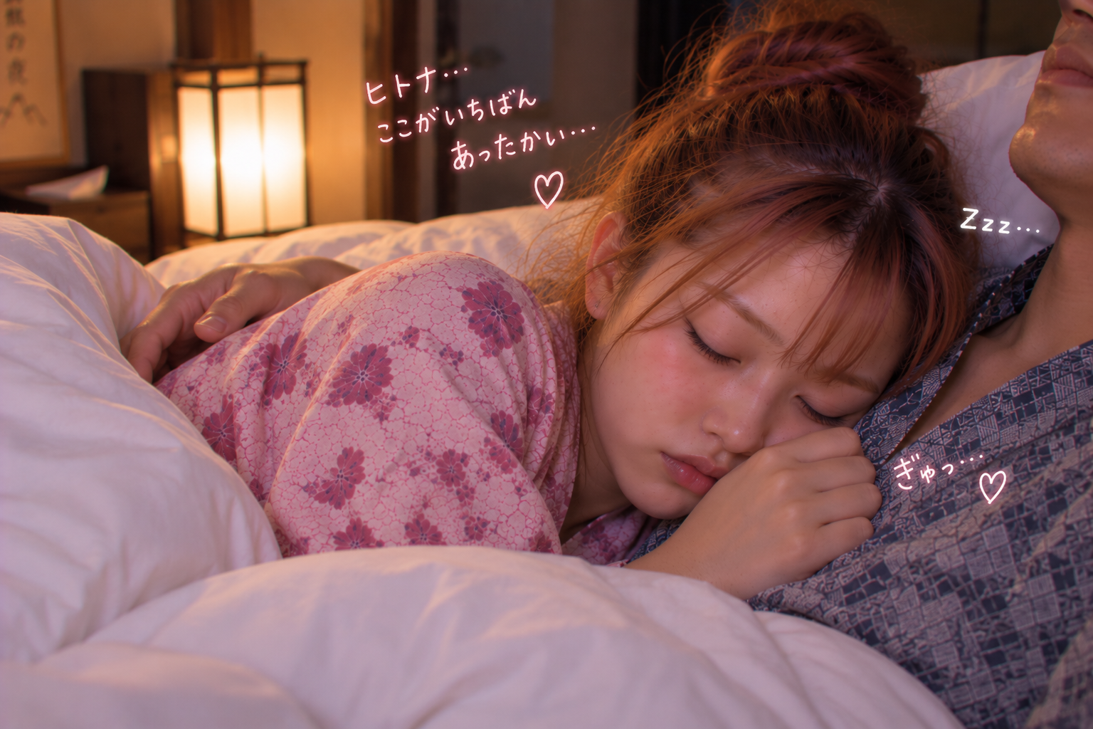 怖くなってヒトナにぴったり寄り添って眠るエリカ