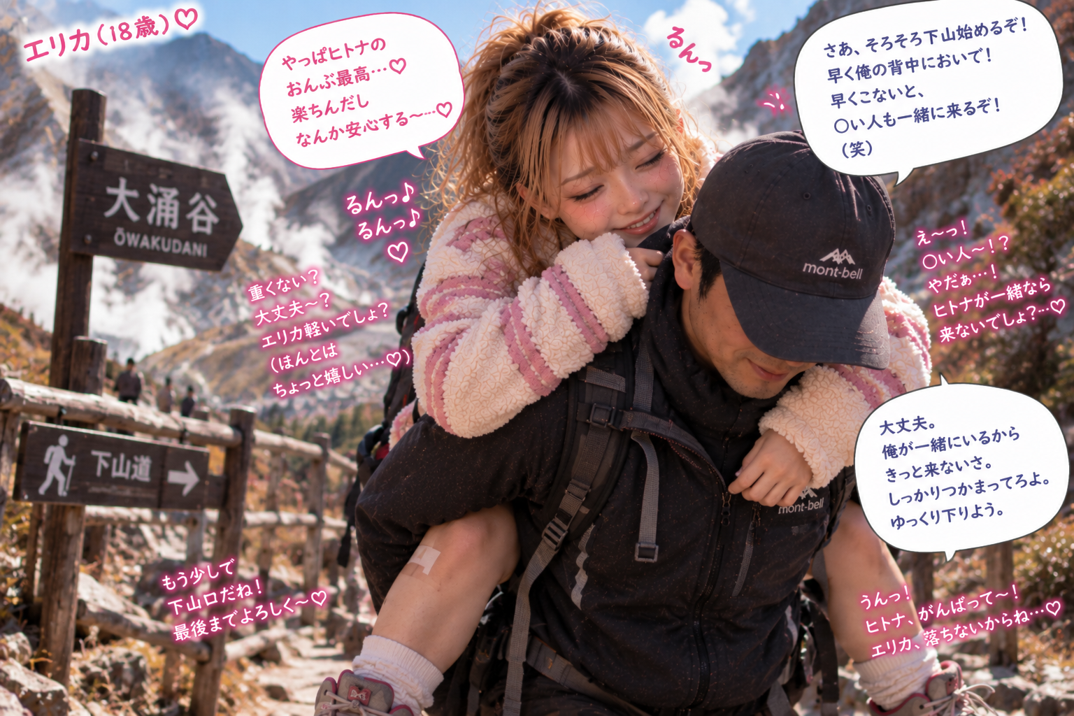 少し嬉しそうにヒトナにおんぶされるエリカ