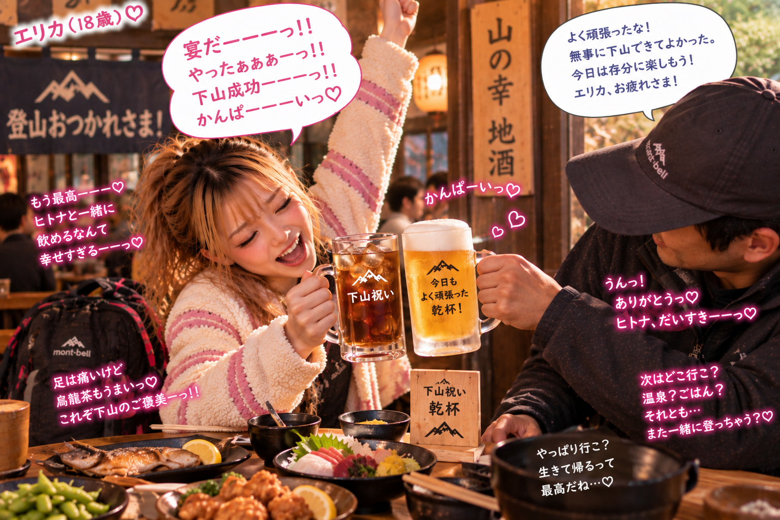 「宴だ〜！」と大喜びするエリカ