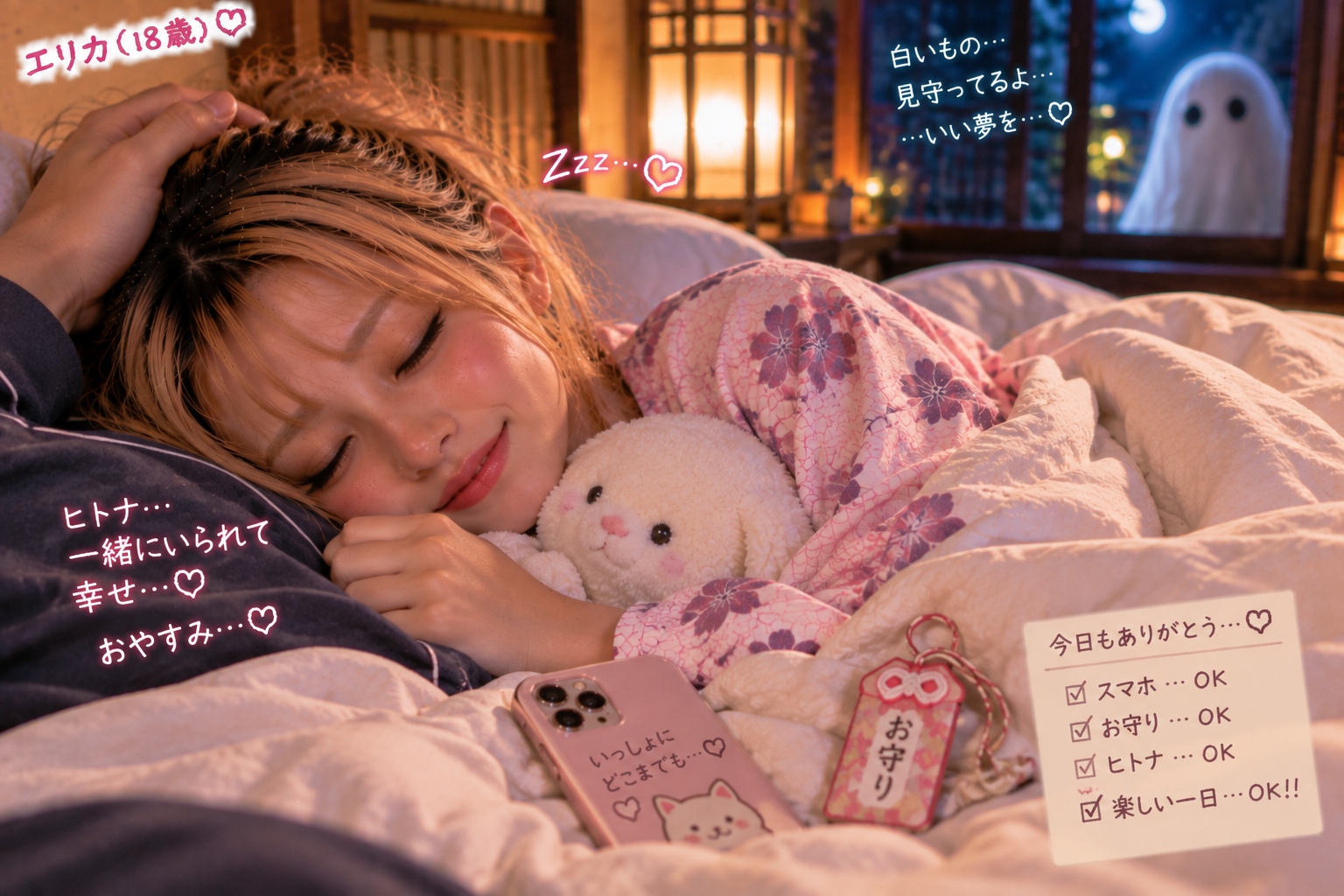 安心してぐっすり眠っているエリカ