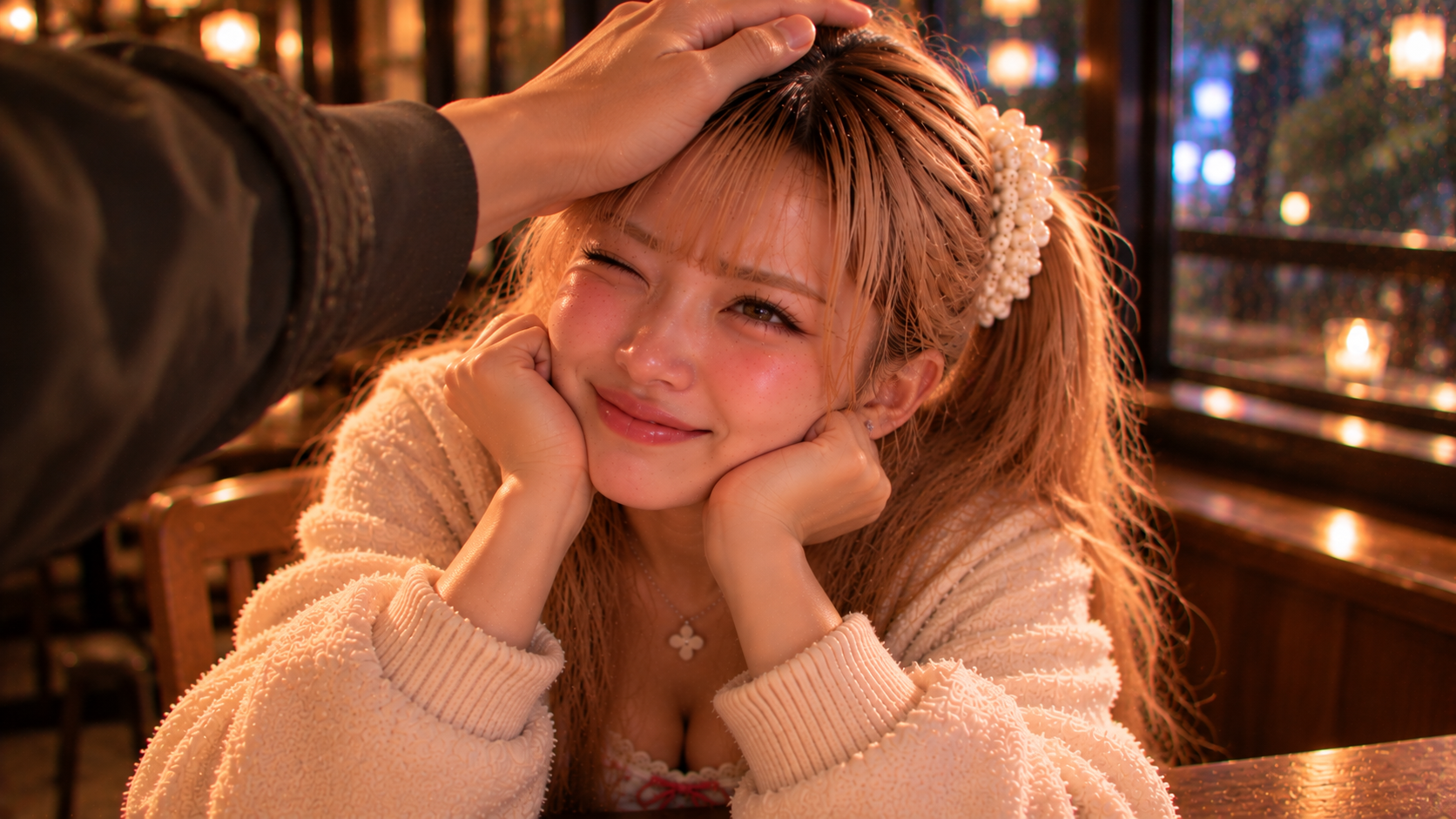 頭を撫でられて嬉しそうなエリカ