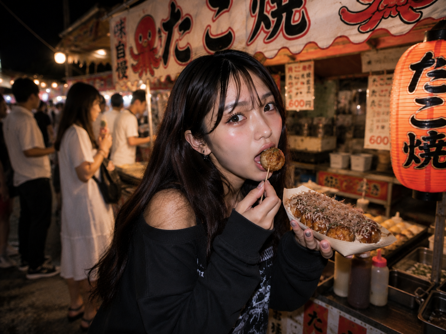 たこ焼きを食べて元気になるエリカ