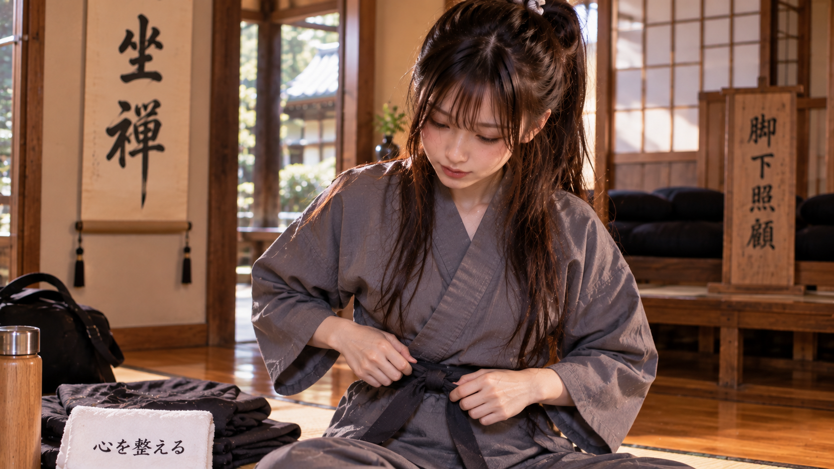 白い修行着になったエリカ