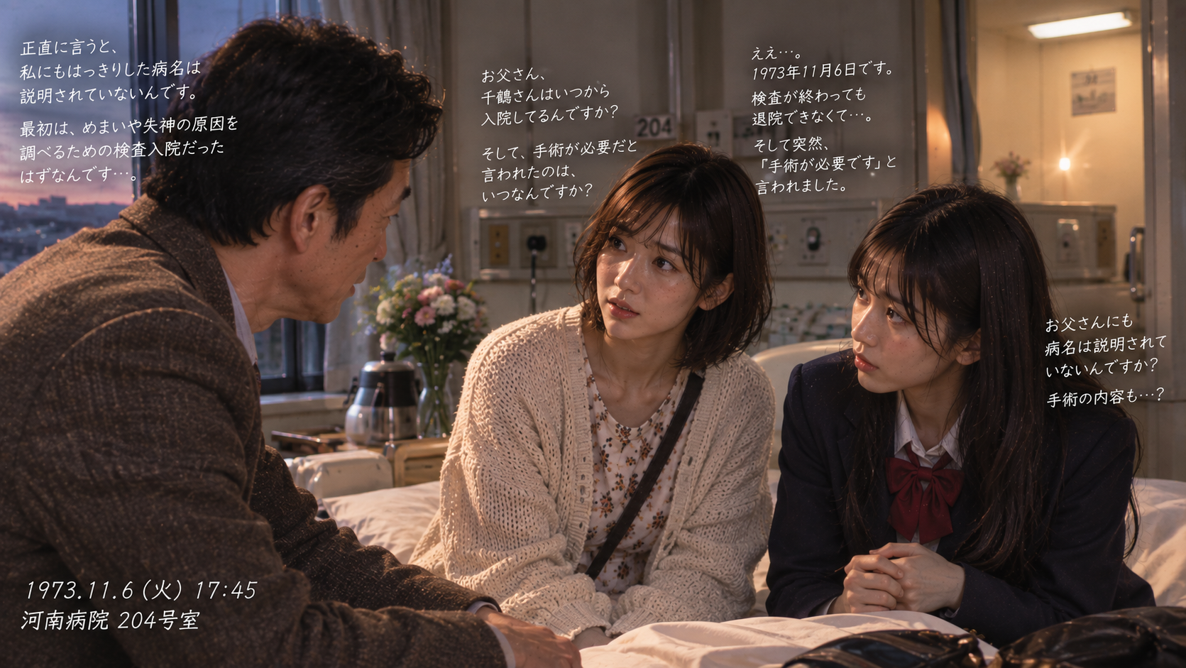 千鶴さんのお父さんと真剣に話をする両みちる