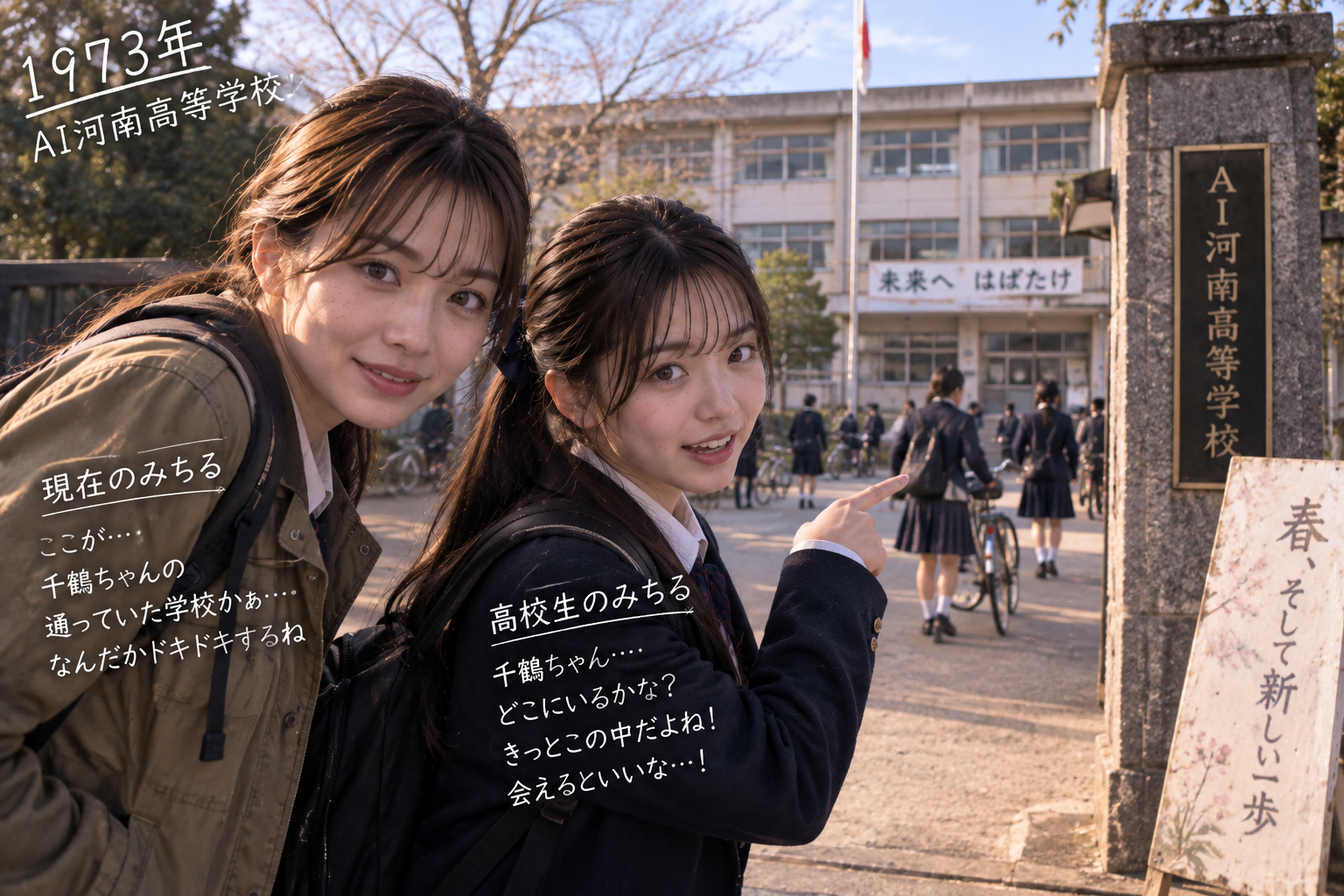 1973年のAI河南高等学校にやってきた両みちる