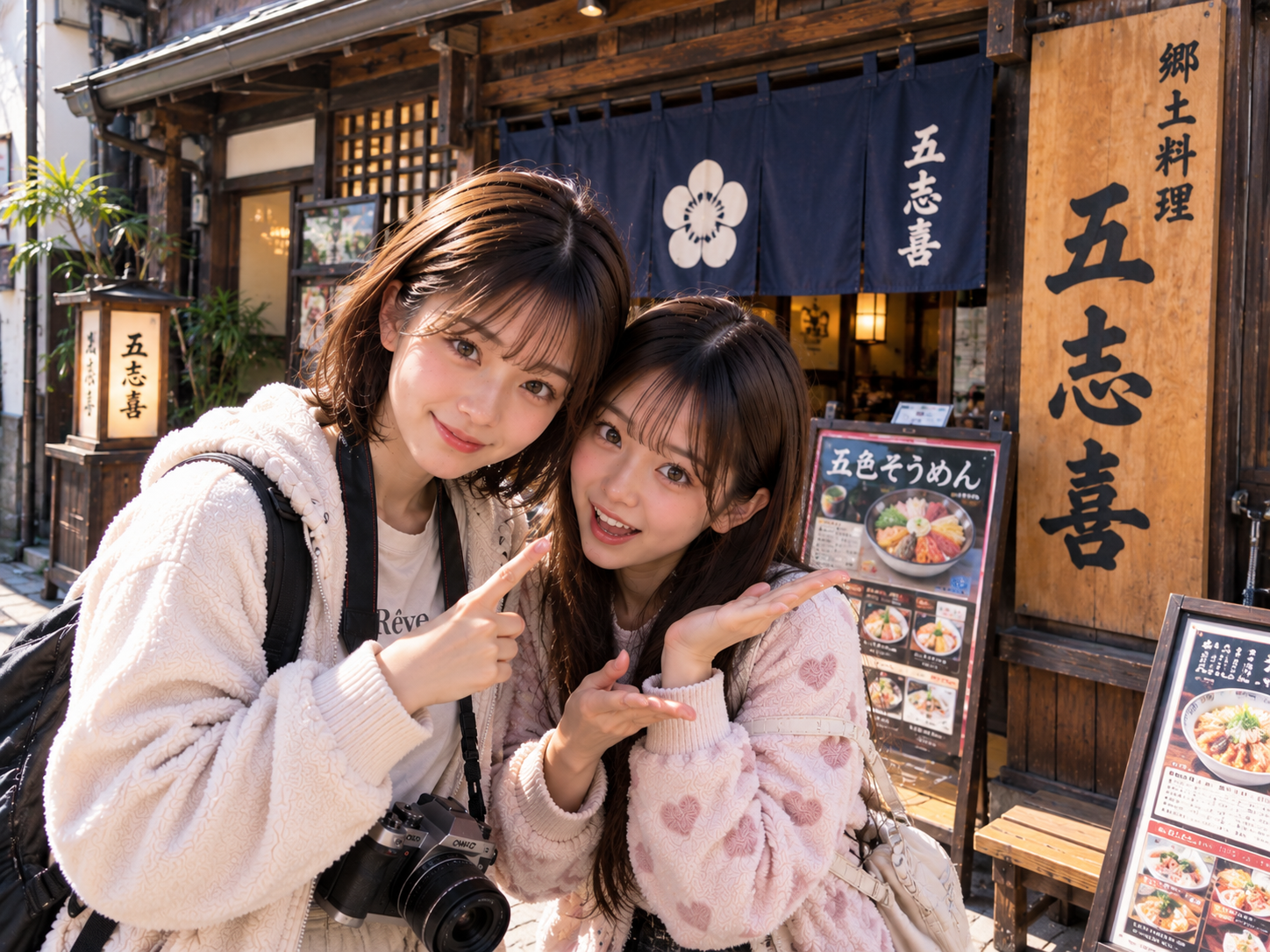 五志喜の店先にいる二人