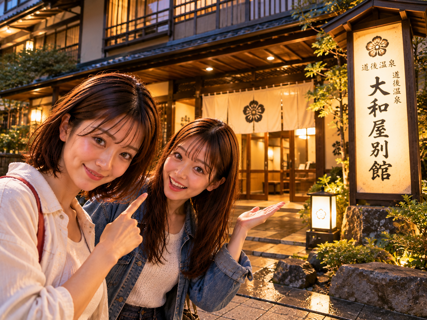 大和屋別館の前にいる二人