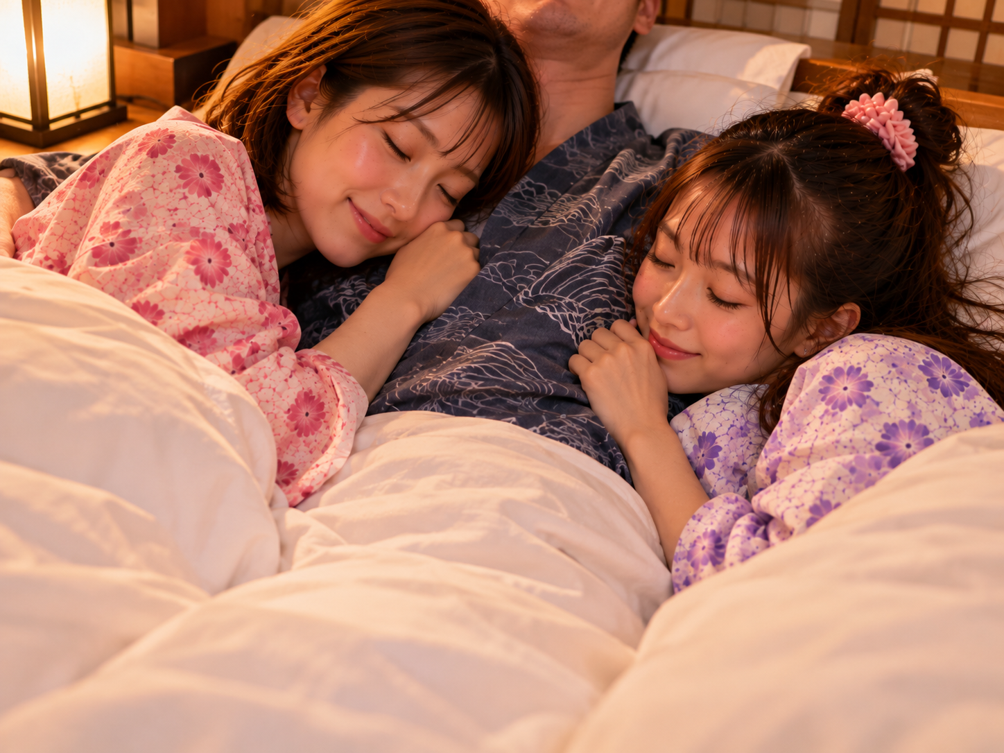 ヒトナさんに寄り添って眠る二人のみちる