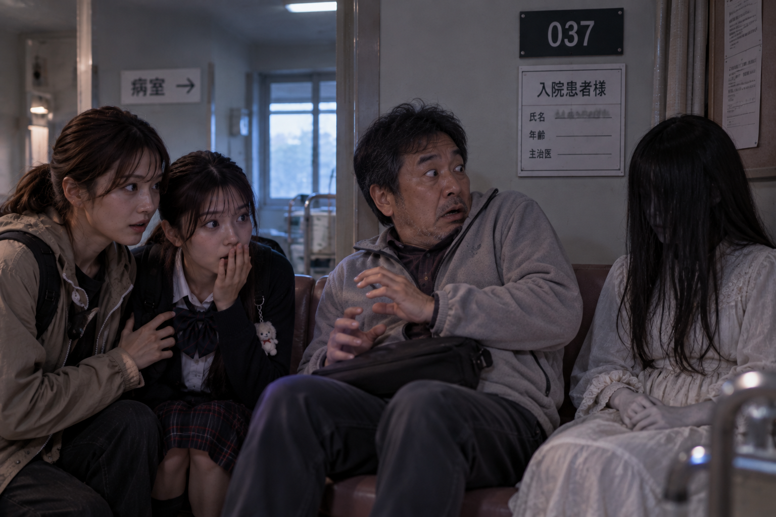 ヒトナさんの隣に白い人が座っているところ
