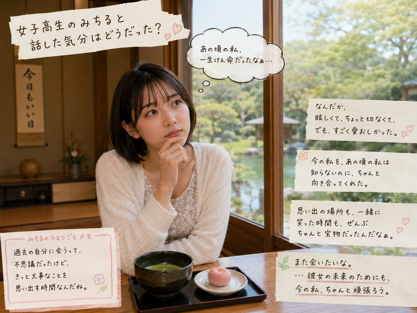 現在のみちるが高校生みちるのことを気にしている場面