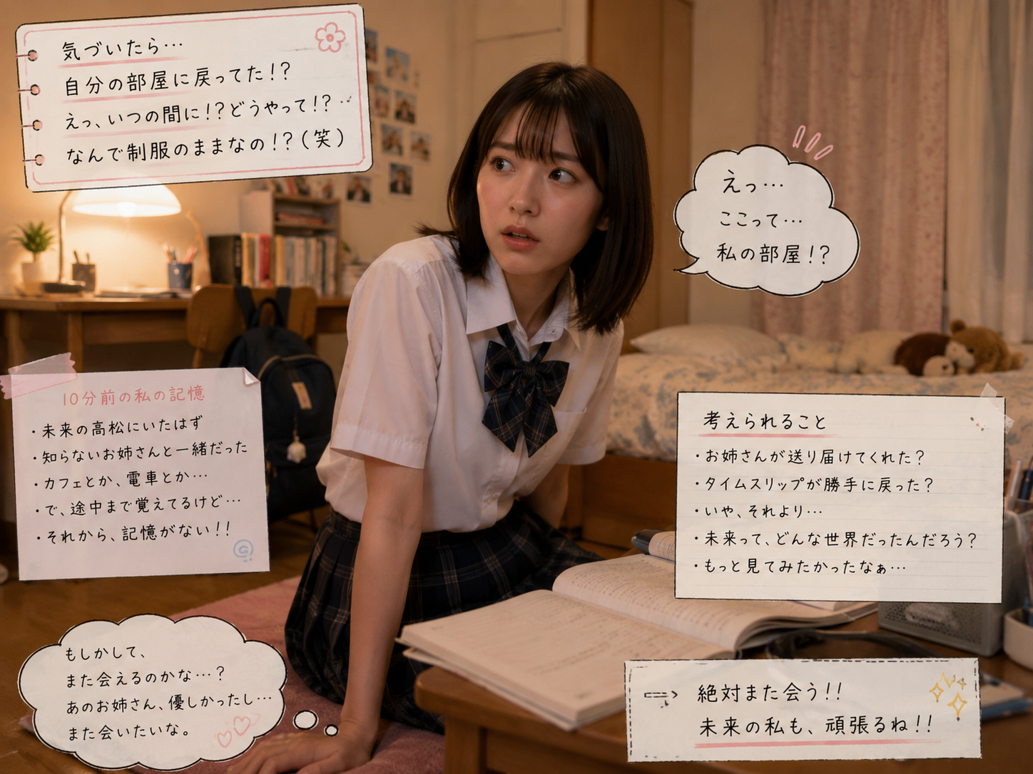 未来に現れていた制服姿の高校生みちる
