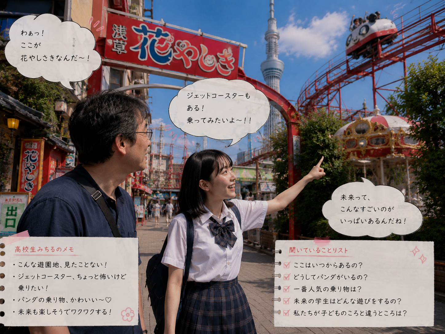 花やしきに来た高校生みちる
