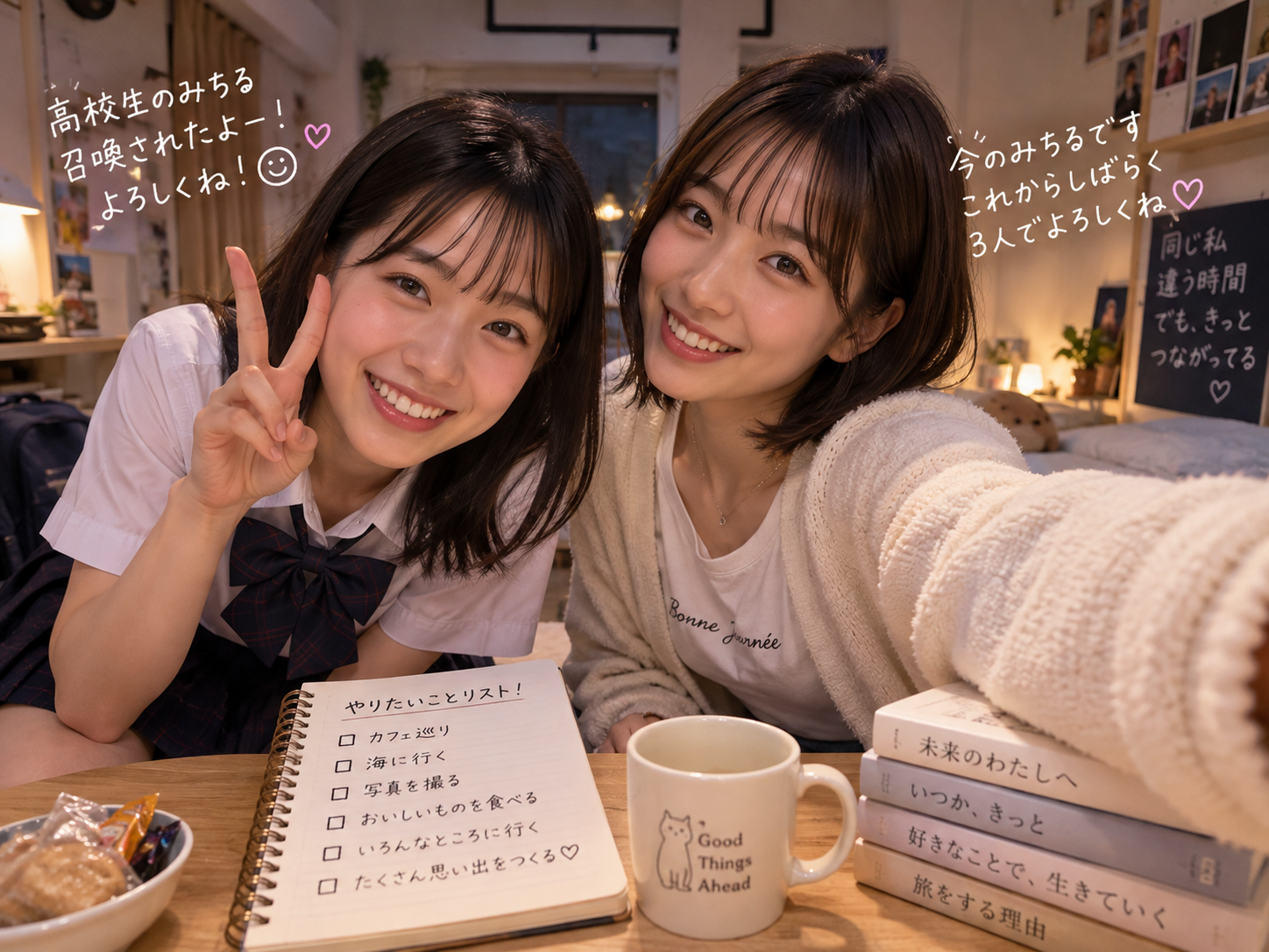 部屋で過ごす二人のみちる