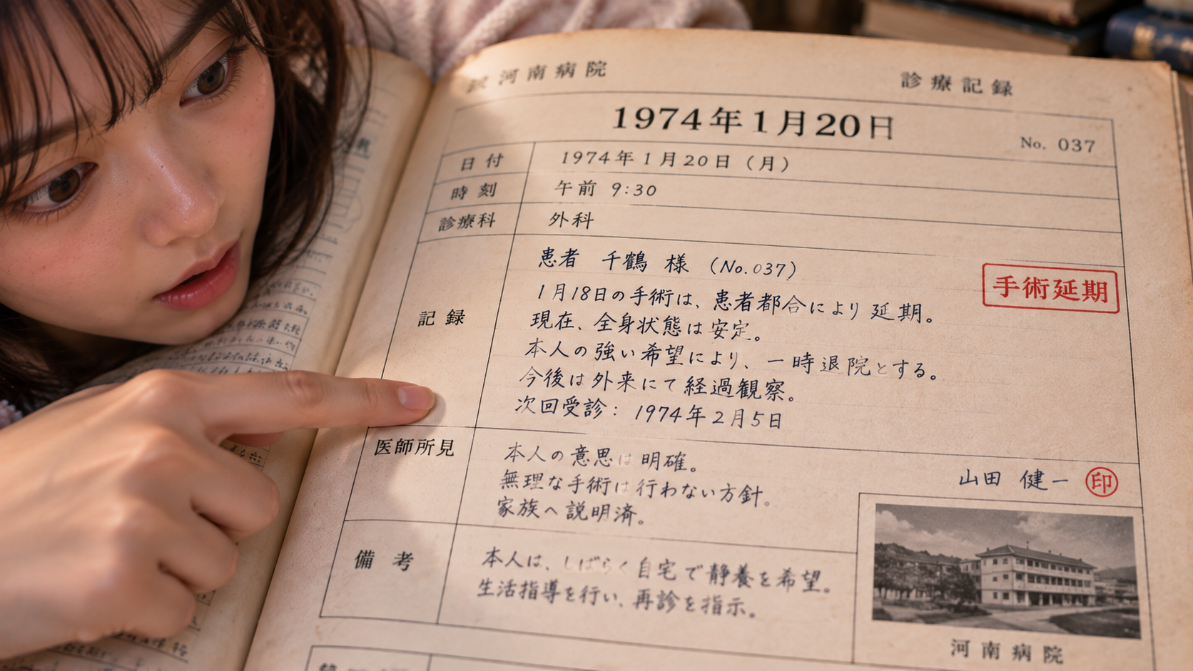 1974年1月20日のカルテをアップで確認