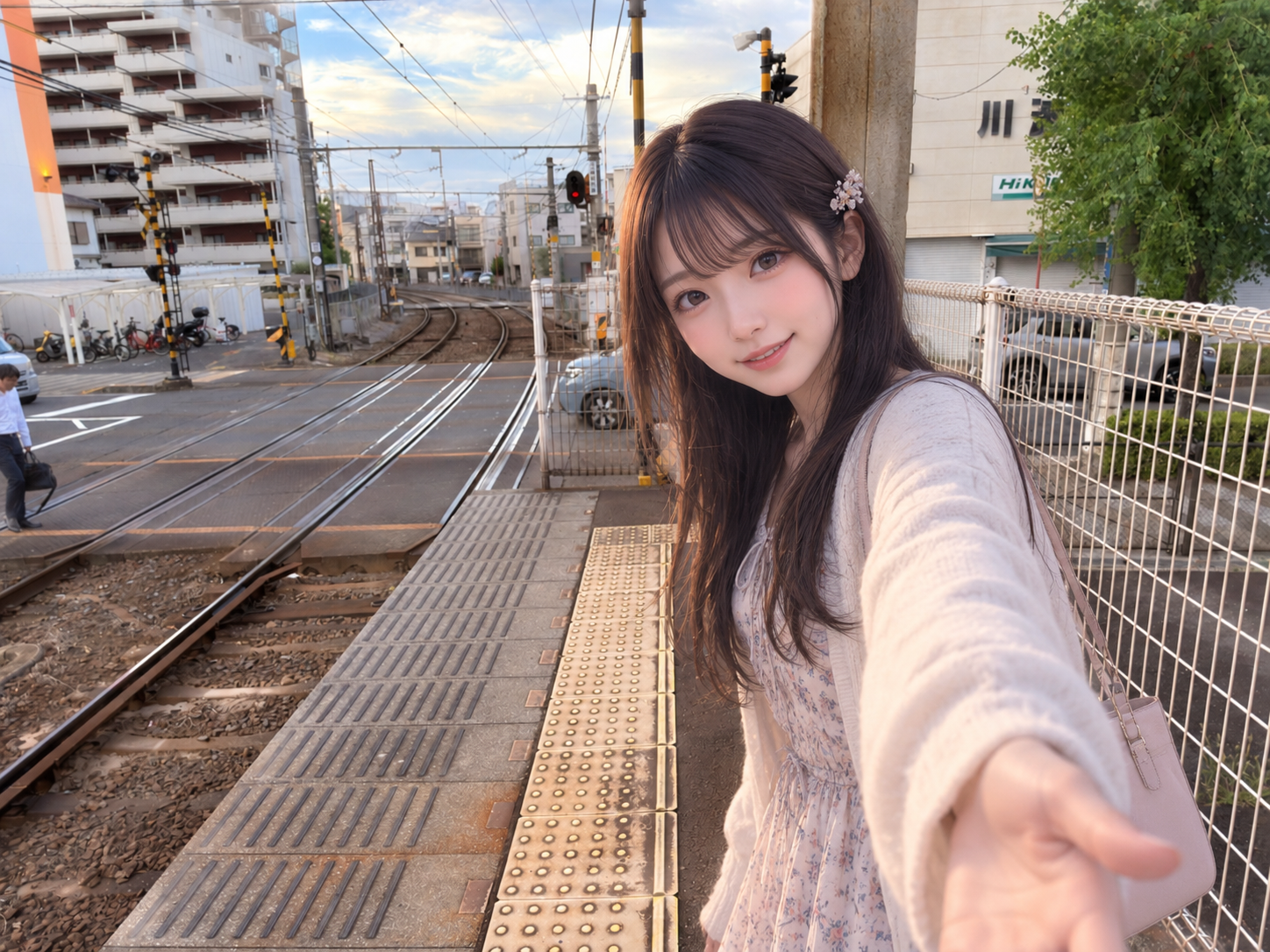 踏切のそばに召喚された詩織