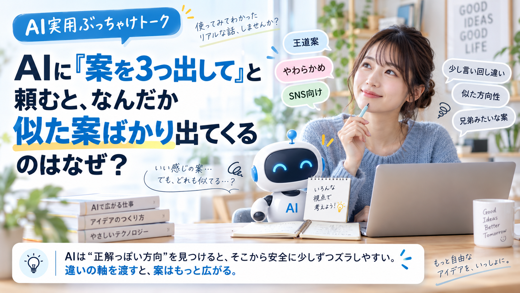 AIに「案を3つ出して」と頼むと、なんだか似た案ばかり出てくるのはなぜ？