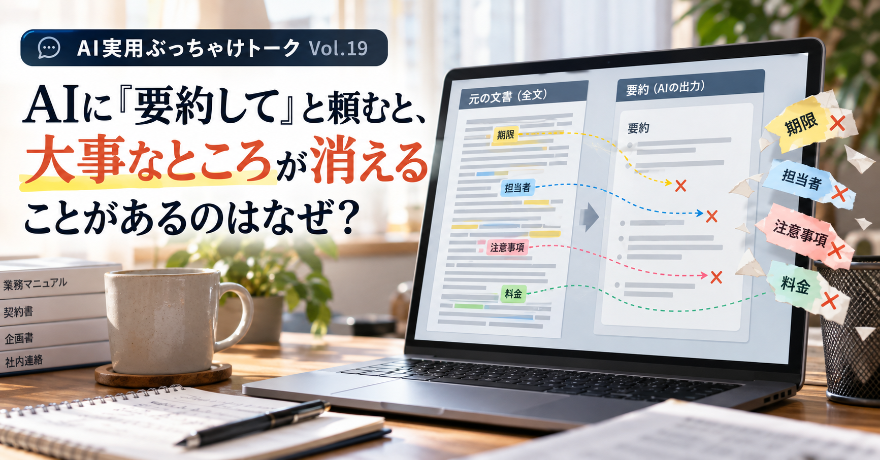 AIに「要約して」と頼むと、大事な情報が消えるのはなぜ？